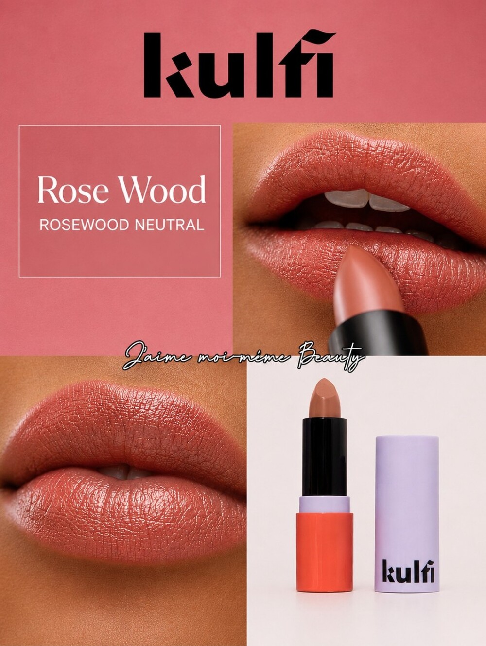 KULFI Rose Wood Lipstick - Rosewood Neutral Pink